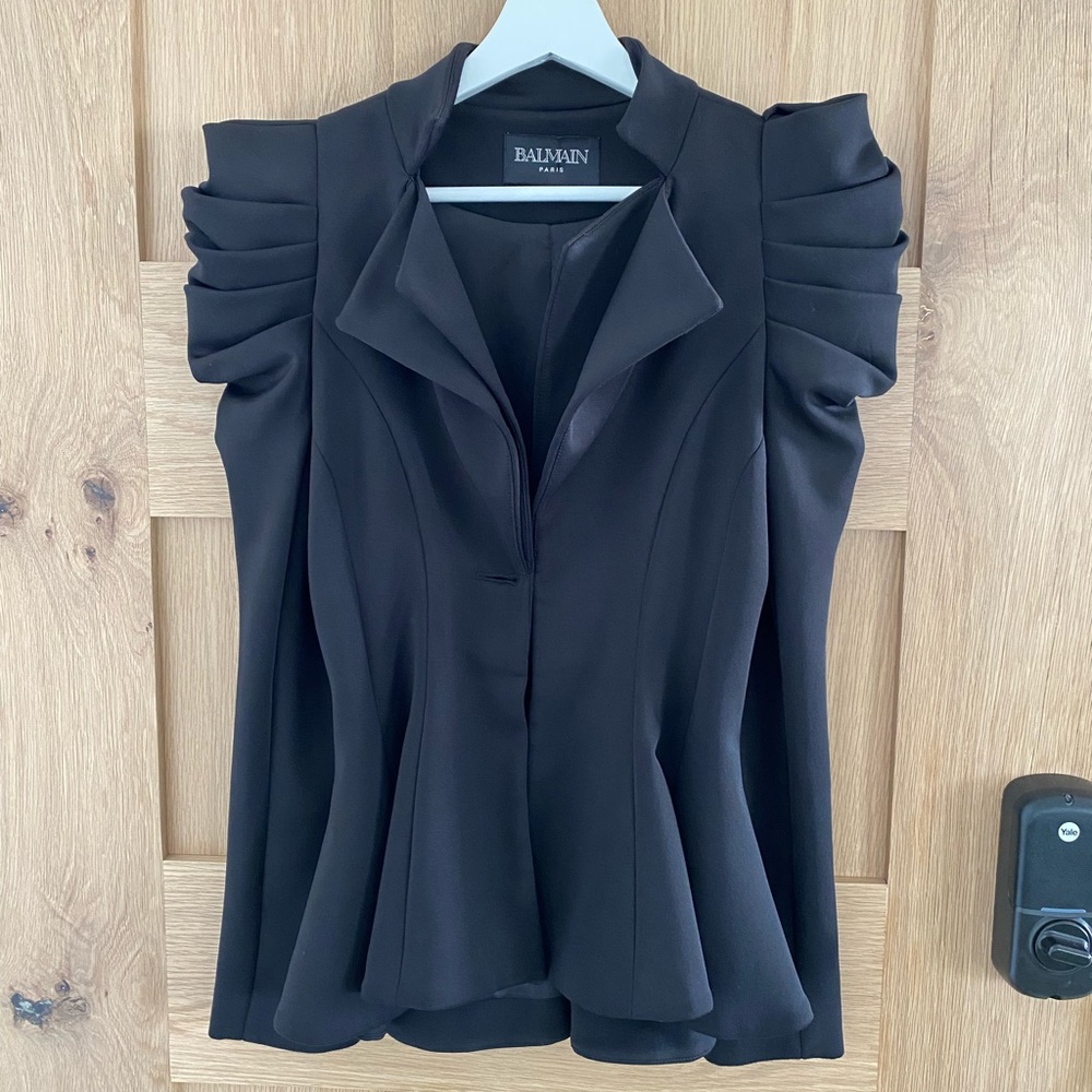 BALMAIN 🎉  🎊👏🏽🎉 HOST PICK LUXURY 🎊 Black Blazer, Women US 8 FIRM PRICE! - Picture 2 of 8